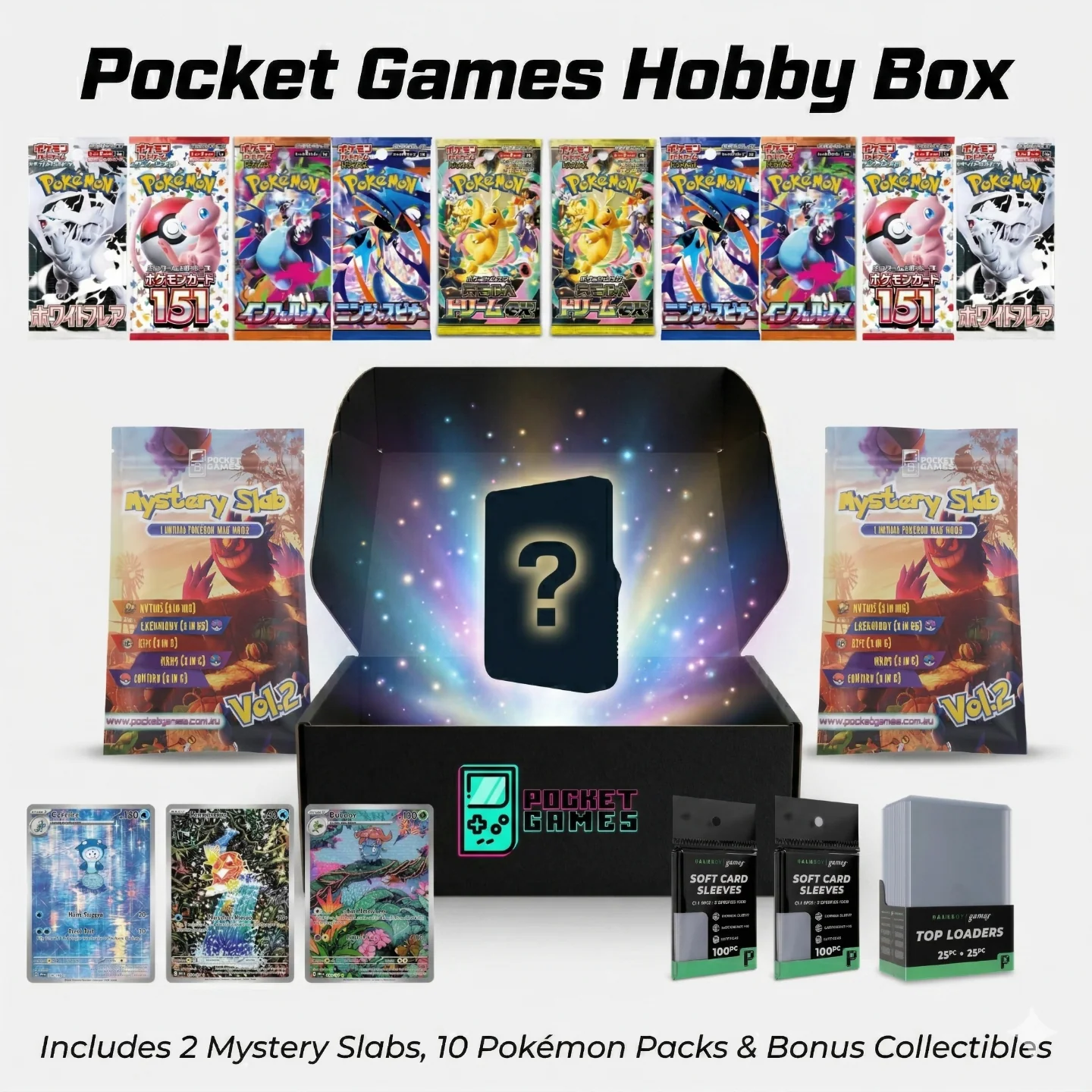 Pocket Games Pokémon Hobby Box – Premium Mystery Bundle (Slabs, Packs & Hits)